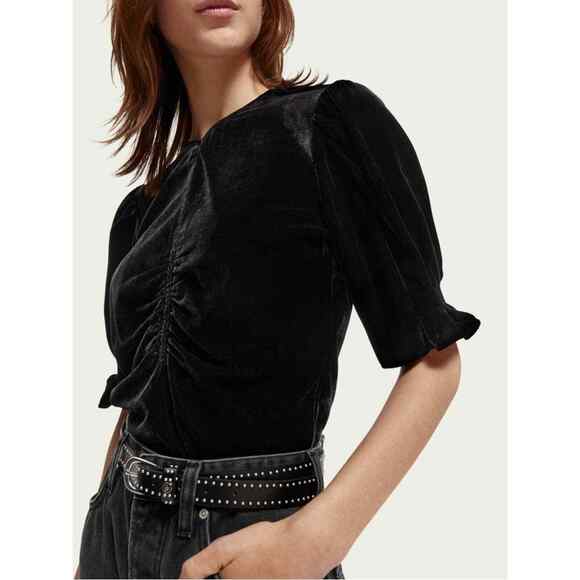 SCOTCH & SODA VELVET RUCHED TOP Size Medium - Picture 3 of 8